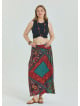 Red Plus Size Skirt with Elastic Waist and Drape Detail 4599